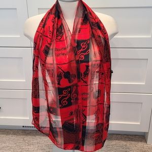 Musical scarf 100% polyester with satin touch